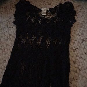 Little black fringed crochet top